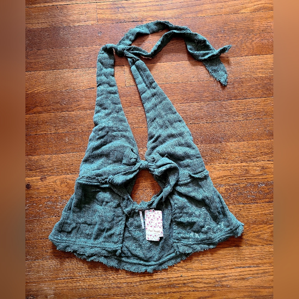 NWT Free People Green Halter Top